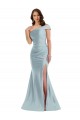 Online Bias-Cuff One Shoulder Silky Satin Mermaid Prom Dress with Side Slit UK