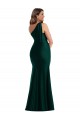 Online Cascading Bow One Shoulder Silky Satin Mermaid Prom Dress with Front Slit UK