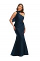 Online Scarf Neck One Shoulder Silky Satin Mermaid Prom Dress with Front Slit UK