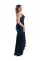 Online Pleated Wrap Ruffled High Low Silky Satin Prom Dress UK