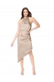 Online Silky Satin High Low Midi Length Cocktail Prom Dress / Homecoming Dress with Asymmetric Skirt UK