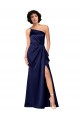 Online One Shoulder Silky Satin Prom Dress with Skirt Slit UK