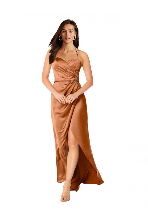 Online Faux-Wrap Skirt Silky Satin Prom Dress UK