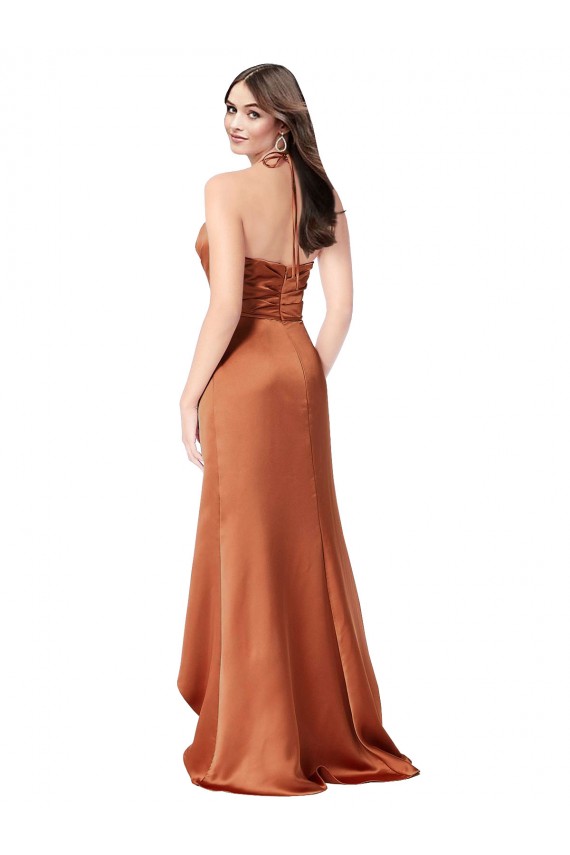 Online Faux-Wrap Skirt Silky Satin Prom Dress UK