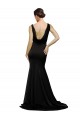 Online V-Neck Full Length Silky Satin Prom Dress with Soft Cowl Neck and Sweep Train UK