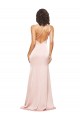 Online Full Length Ruched Silky Satin Prom Dress with Low Back and High Split UK
