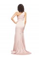 Online Full Length One Shoulder Long Silky Satin Prom Dress with High Split UK