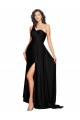 Online Floor Length One Shoulder Silky Satin Prom Dress with Side Slit UK
