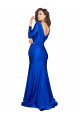 Online Deep V-Neck Long Sleeves Silky Satin Prom Dress UK