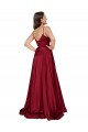 Online Deep V-Neck Sweetheart Long Silky Satin Prom Dress with Thigh High Slit UK
