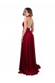 Online A-Line Halter Plunge V-Neckline Open Back Spandex Prom Dress with Slit UK