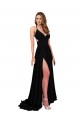 Online High Slit Open Back Long Spandex Prom Dress with Lined Crossover Bust UK