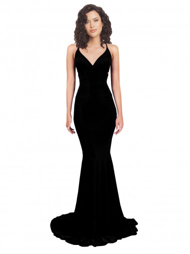Online Fishtail Shaped V-Neck Open Back Spandex Prom Dress UK