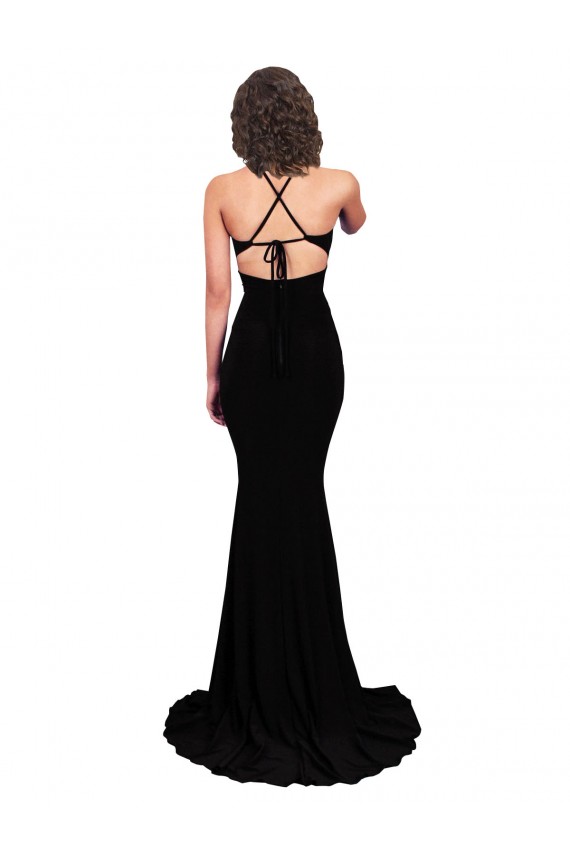 Online Fishtail Shaped V-Neck Open Back Spandex Prom Dress UK