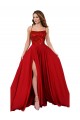 Online Lace Over Bodice Long Spandex Prom Dress with Slit UK