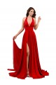 Online High Slit A-Line Halter Long Spandex Prom Dress Open Back UK