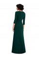 Online Floor Length 3/4 Sleeves V-Back Draped Wrap Maxi Spandex Prom Dress UK