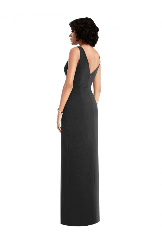 Online Draped Wrap Maxi Spandex Prom Dress with Front Slit UK