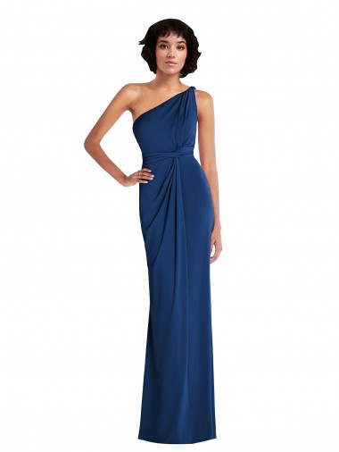 Online Grecian Inspired One Shoulder Twist Draped Maxi Spandex Prom Dress UK