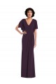 Online Faux Wrap Split Sleeves Maxi Spandex Prom Dress with Cascade Skirt UK