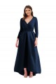 Online Long Sleeves Wrapped Spandex Prom Dress with High Low Full Skirt and Pockets UK