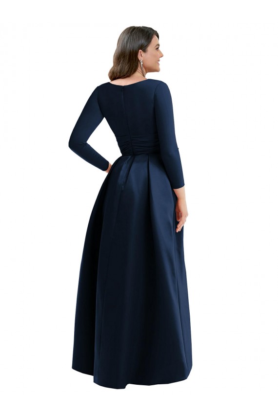 Online Long Sleeves Wrapped Spandex Prom Dress with High Low Full Skirt and Pockets UK