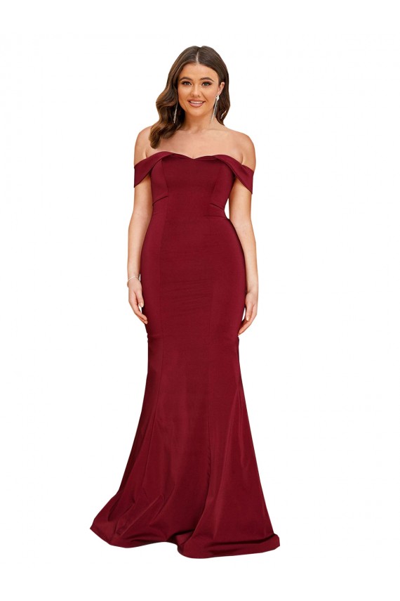 Online Off Shoulder Sleeves Sweetheart Neckline Long Spandex Prom Dress UK