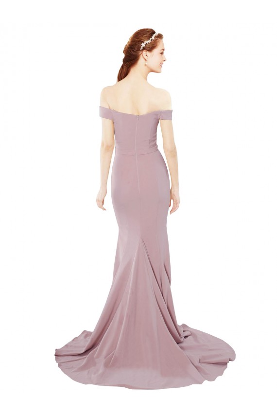 Online Off the Shoulder Mermaid Long Sweep Train Prom Dress UK