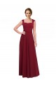 Online Square Neck Subtle Cap Sleeeves Crepe Prom Dress UK