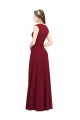 Online Square Neck Subtle Cap Sleeeves Crepe Prom Dress UK