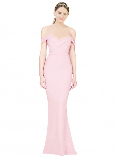 Online Full Length Off the Shoulder Prom Dress with Twist Front UK