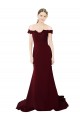 Online Full Length Off the Shoulder Formal Crepe Prom Dress with Lace On Bodice and Back UK