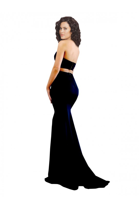 Online Two Piece High Neck Crepe Prom Dress UK