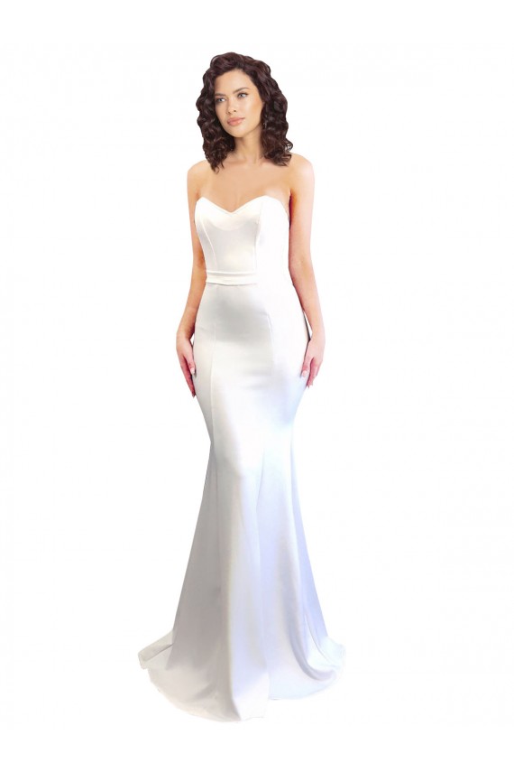 Online Sweetheart Strapless High Neck Long Crepe Prom Dress UK