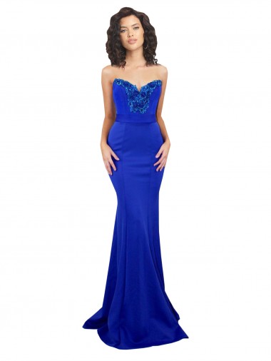 Online Sweetheart Flower Neckline High Neck Crepe Prom Dress UK