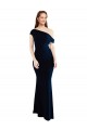 Online Draped Off the Shoulder Fitted Crepe Prom Dress UK