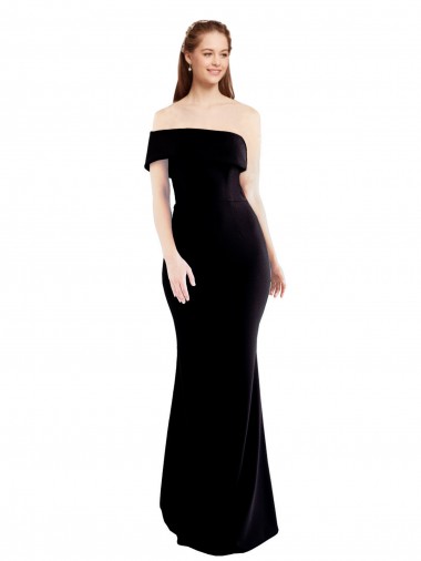 Online Asymmetrical Draped Off the Shoulder Banded Crepe Prom Dress UK
