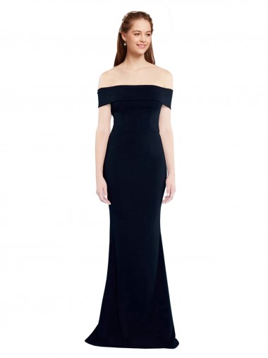 Online Off the Shoulder Fitted Crepe Prom Dress with Back Cut Out UK