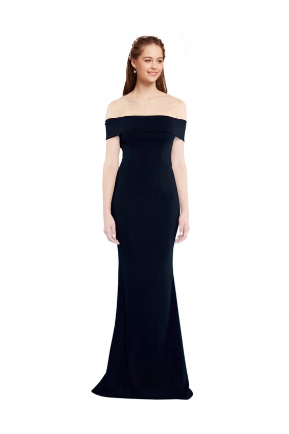 Online Off the Shoulder Fitted Crepe Prom Dress with Back Cut Out UK