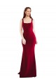 Online Square Neckline and Backline Fitted Crepe Prom Dress UK