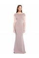 Online Boat Neck Cap Sleeve Crepe Prom Dress with Plunging Tie Back UK