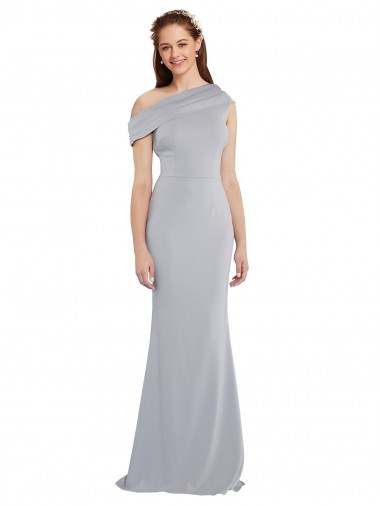 Online Off the Shoulder Asymmetrical Mermaid Crepe Prom Dress UK