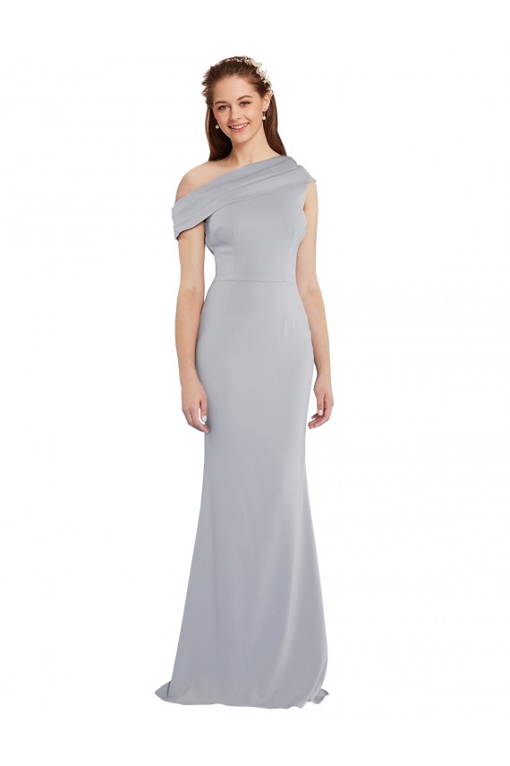 Online Off the Shoulder Asymmetrical Mermaid Crepe Prom Dress UK