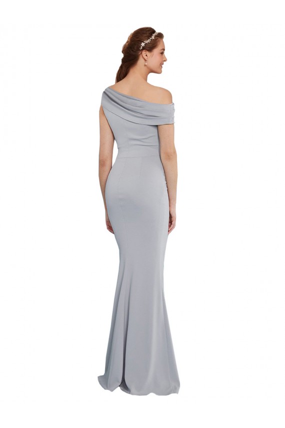 Online Off the Shoulder Asymmetrical Mermaid Crepe Prom Dress UK