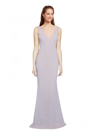 Online Cut-Out Back V-Neckline Mermaid Crepe Prom Dress Keyhole Back UK