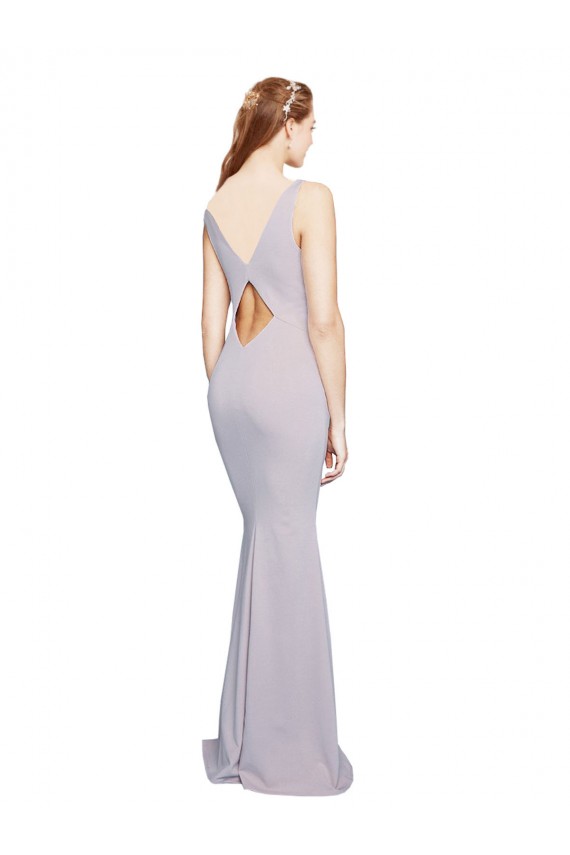 Online Cut-Out Back V-Neckline Mermaid Crepe Prom Dress Keyhole Back UK