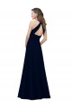 Online High Neck Crepe Prom Dress with Pleats and Keyhole Back UK
