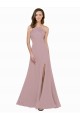 Online High Neck Crepe Prom Dress with Pleats and Keyhole Back UK