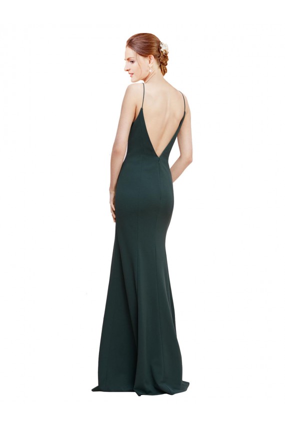 Online Deep V-Neck and Back Long Crepe Prom Dress UK