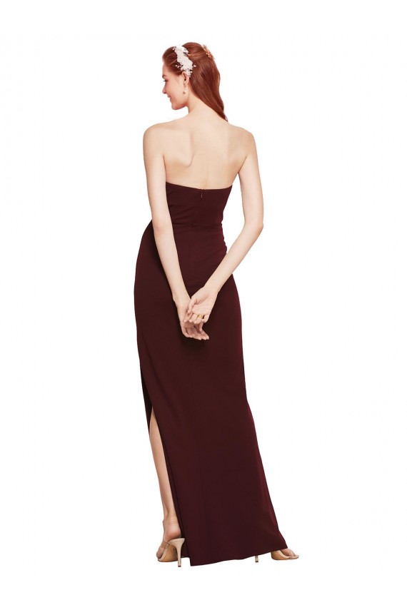 Online Twisted Strapless Keyhole Long Crepe Prom Dress with Slit UK